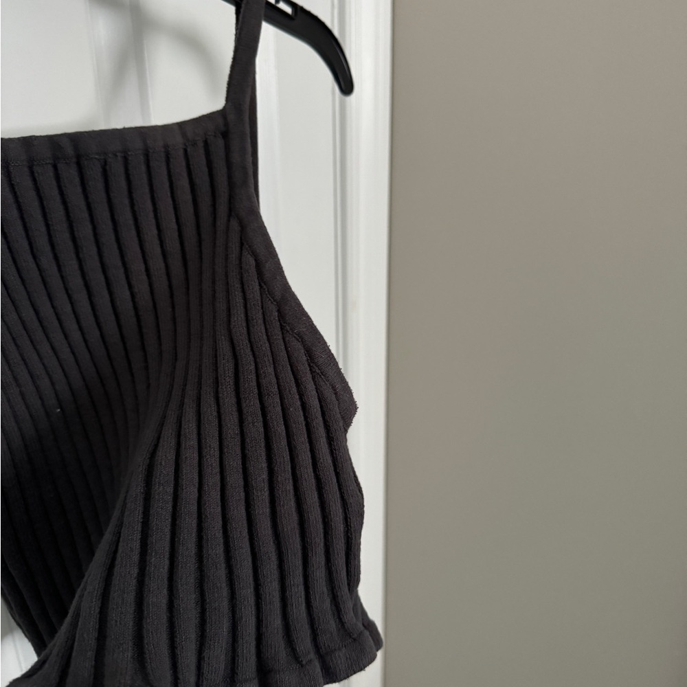 Dark grey  Ribbed Women's Top